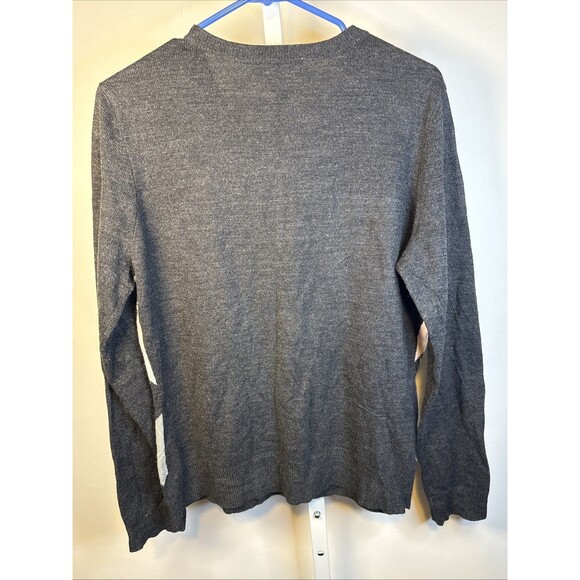 Y2K New York & Co Pink Argyle Sweater Cardigan Beaded Rhinestone XL Academia - Picture 4 of 4